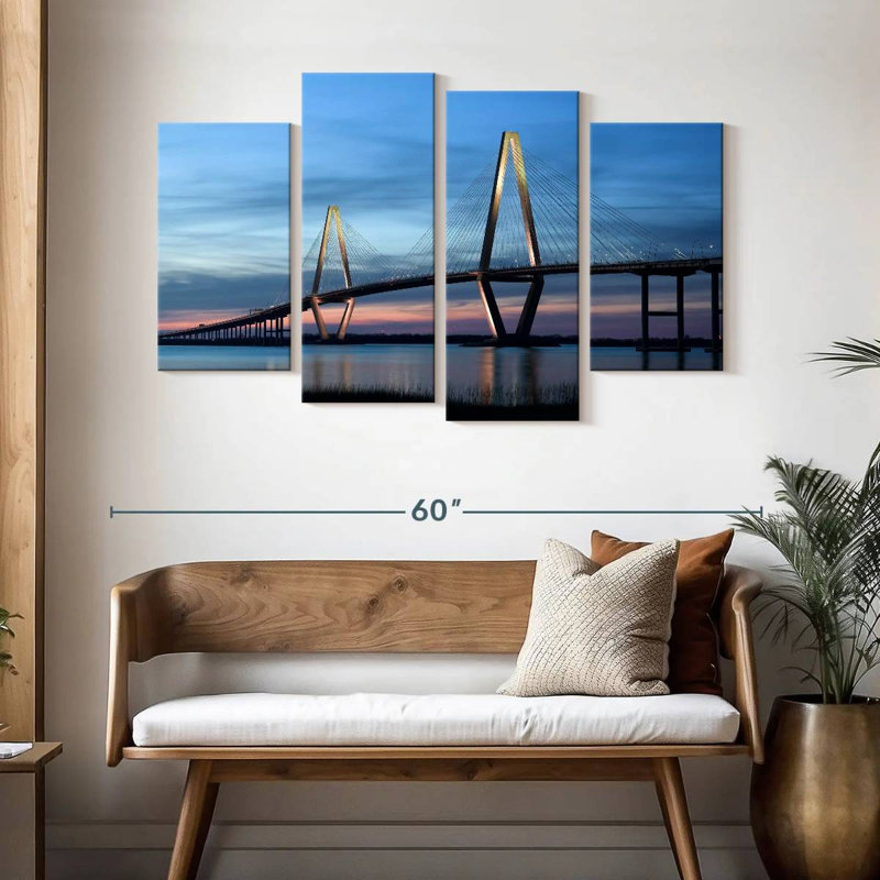Lilie Ravenel Bridge à l'aube, H 32 po x l 52 po
