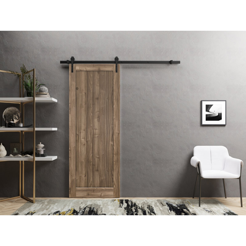 Porte de grange en bois lambrissé sans trousse de quincaillerie d’installation, 42 po x 84 po, Noyer