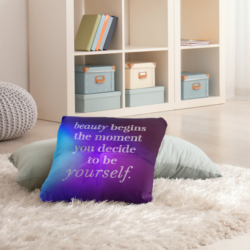 Coussin intérieur / extérieur True Beauty, Bleu/mauve, 26 po x 26 po, Ombre