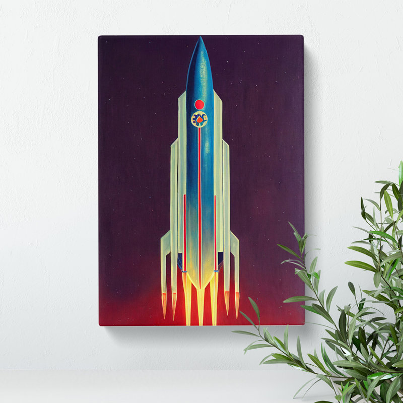 Stupendous Spaceship Rocket - Wall Art, Wrapped Canvas, 50cm H x 35cm W, No Matte