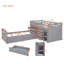 Lit mezzanine simple en L et lit plateforme simple avec 7 tiroirs et garde-corps complets en L (gris)