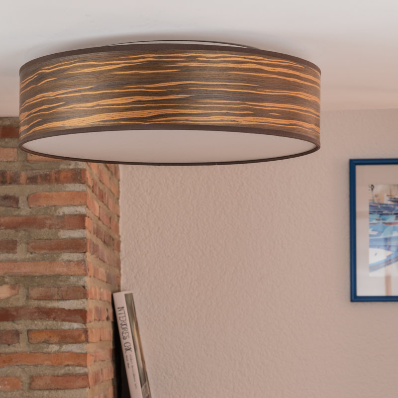 Ocho Solid Wood Flush Mount, Brown-Striped