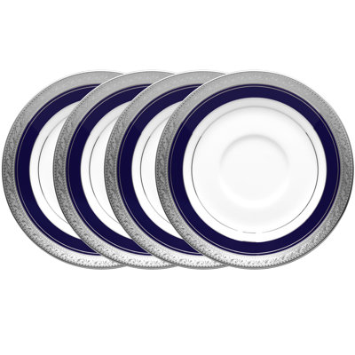 Noritake Crestwood Cobalt Platinum Set Of 4 Saucers, 6"
