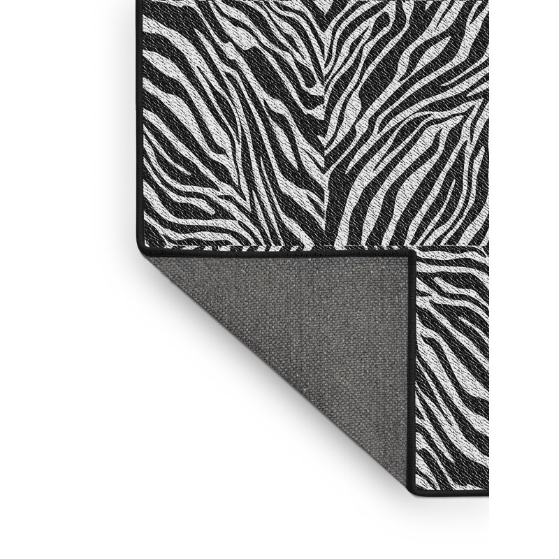 Tapis noir à imprimé animal, Rectangle 7 pi x 9 pi