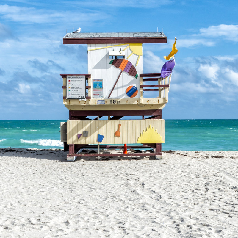 Miami Beach IV by Richard Silver - Wrapped Canvas Painting, 51cm H x 51cm W x 3.8cm D