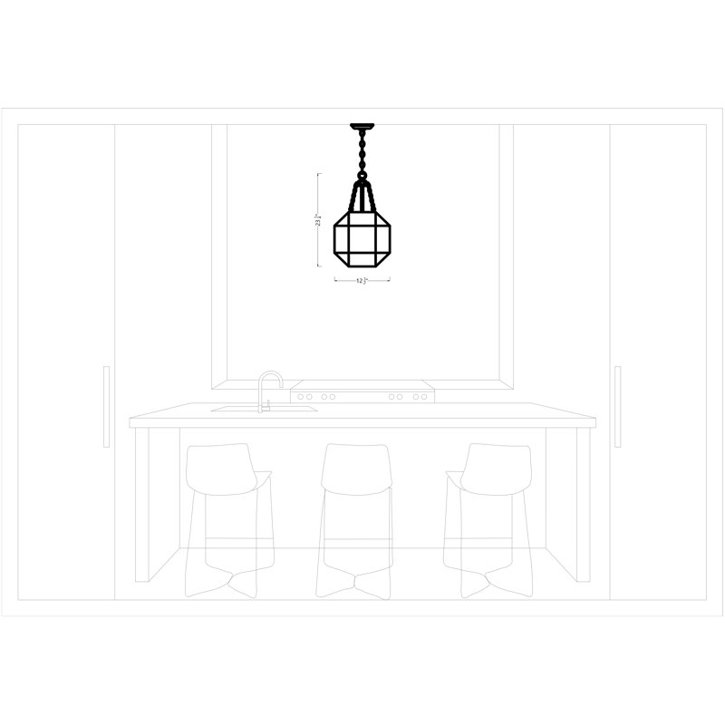 Morrison 3 - Light Pendant, 23.25" H x 13.5" W x 13.5" D, Satin Brass, Clear