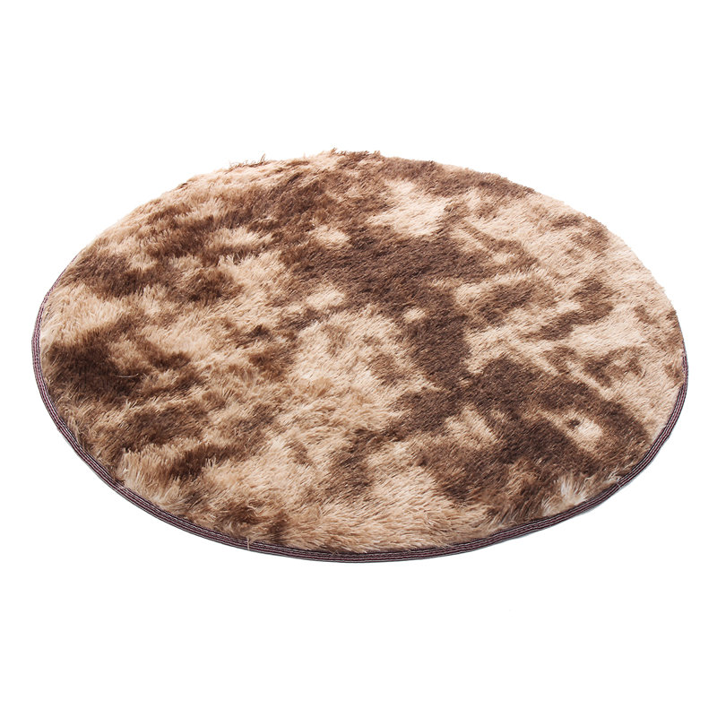 Tapis rond fait à la main à motif abstrait kaki