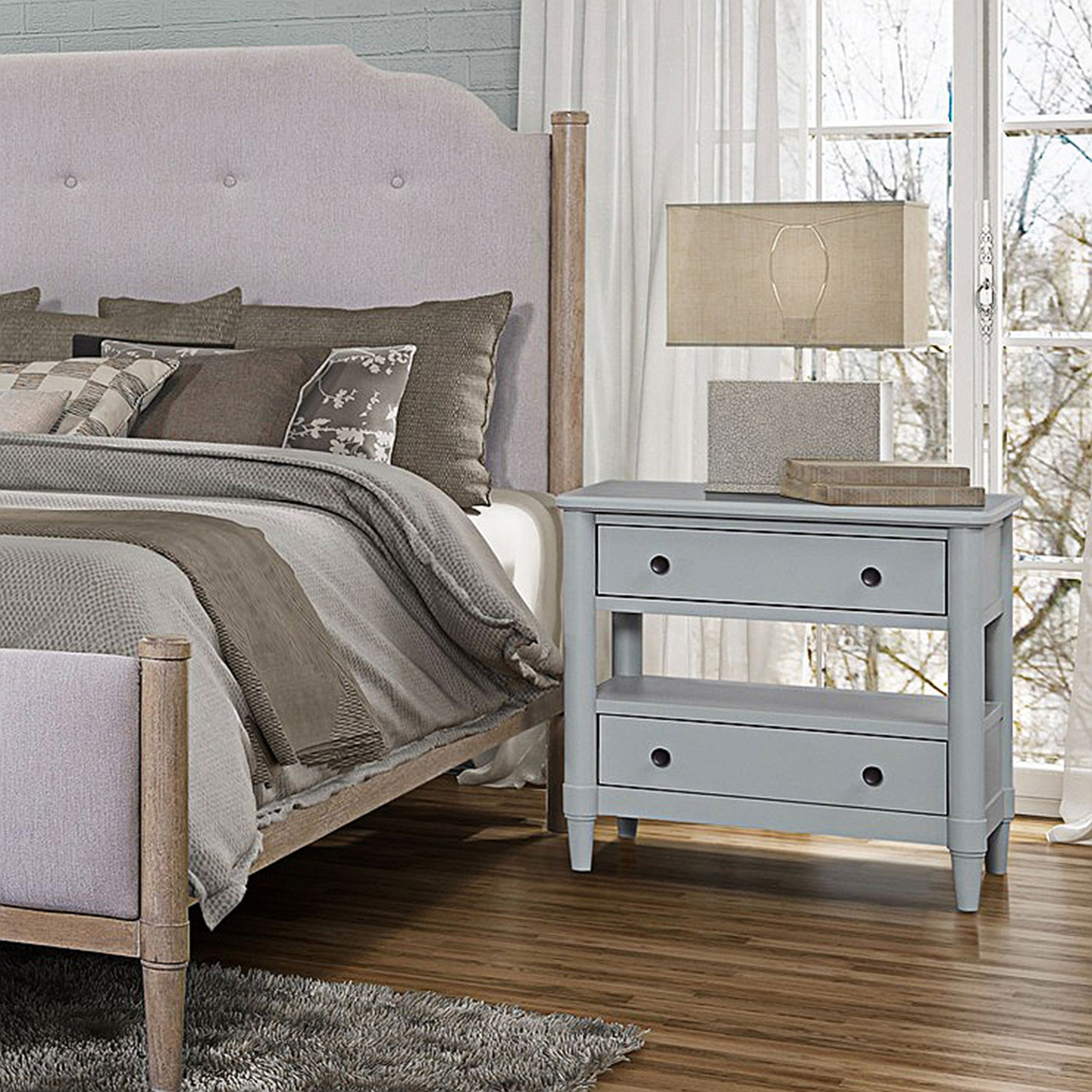 Dana Heights 2-Drawer Nightstand, Blue