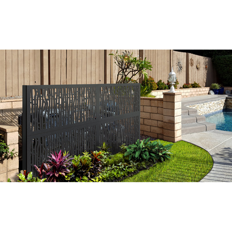 Fiji 24" x 48" Charcoal Recycled Plastic Outdoor Privacy Screen