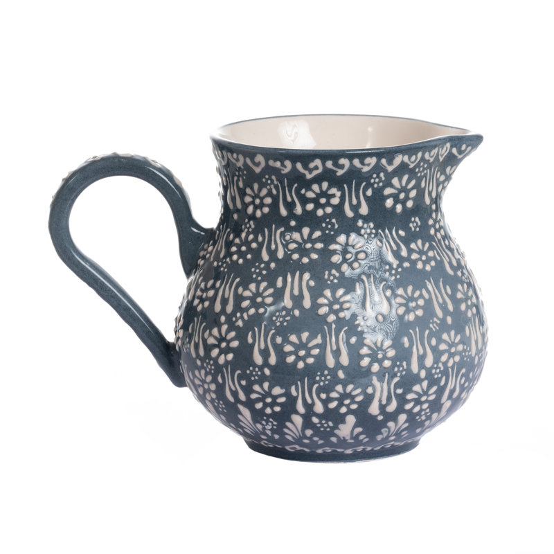 Hand Painted Ceramic Ceramic Pitcher, Gray