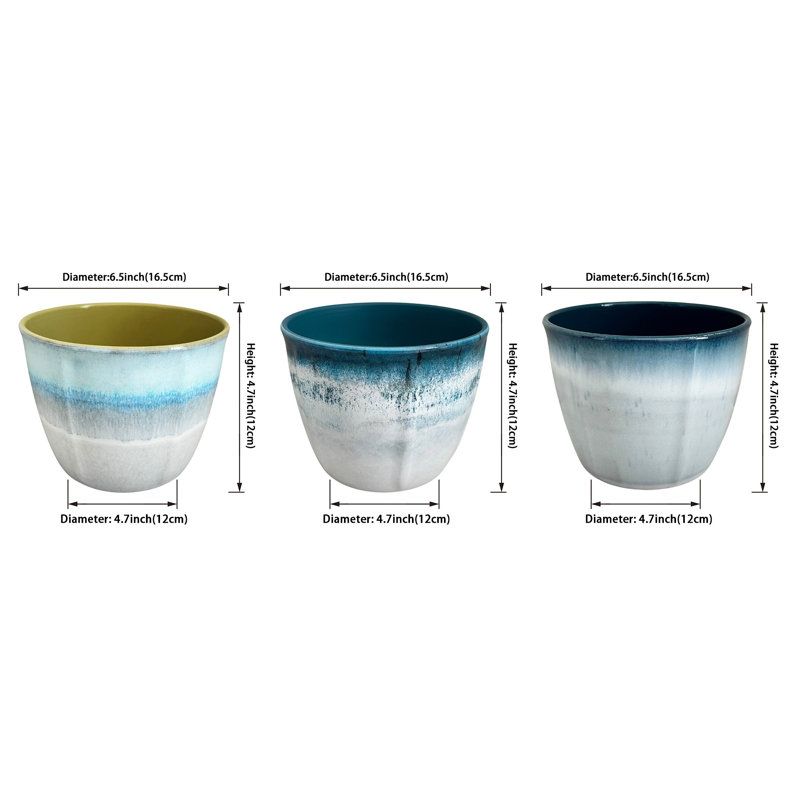 6in Assorted Watercolor Indoor/Outdoor Planter - 3pc Set