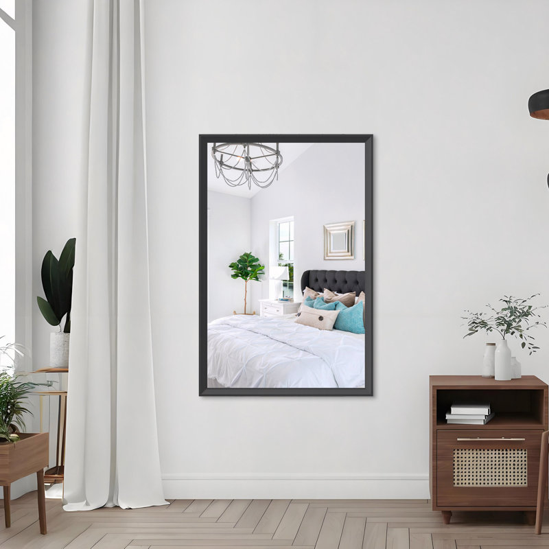 48"X32" Rectangle Bathroom Mirror With Balck Frame Decorative Large Wall Mirrors For Bathroom Living Room Bedroom Vertical Or Horizontal Wall Mounted Mirror With Aluminum Frame