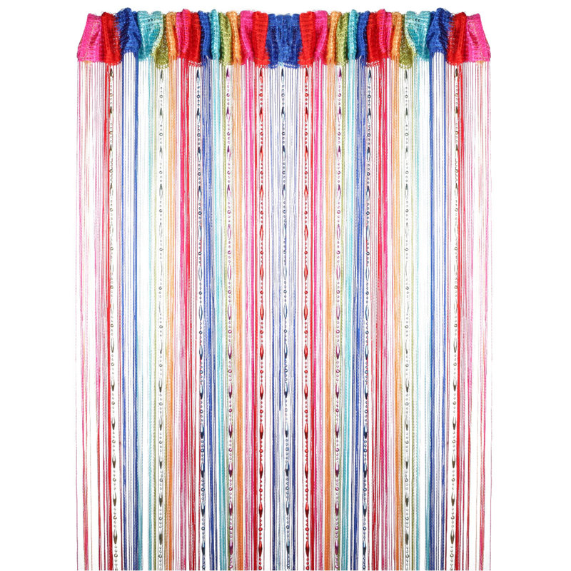 Panneau de rideau simple semi-diaphane avec passe-tringle Dharshini, Rouge / bleu / vert