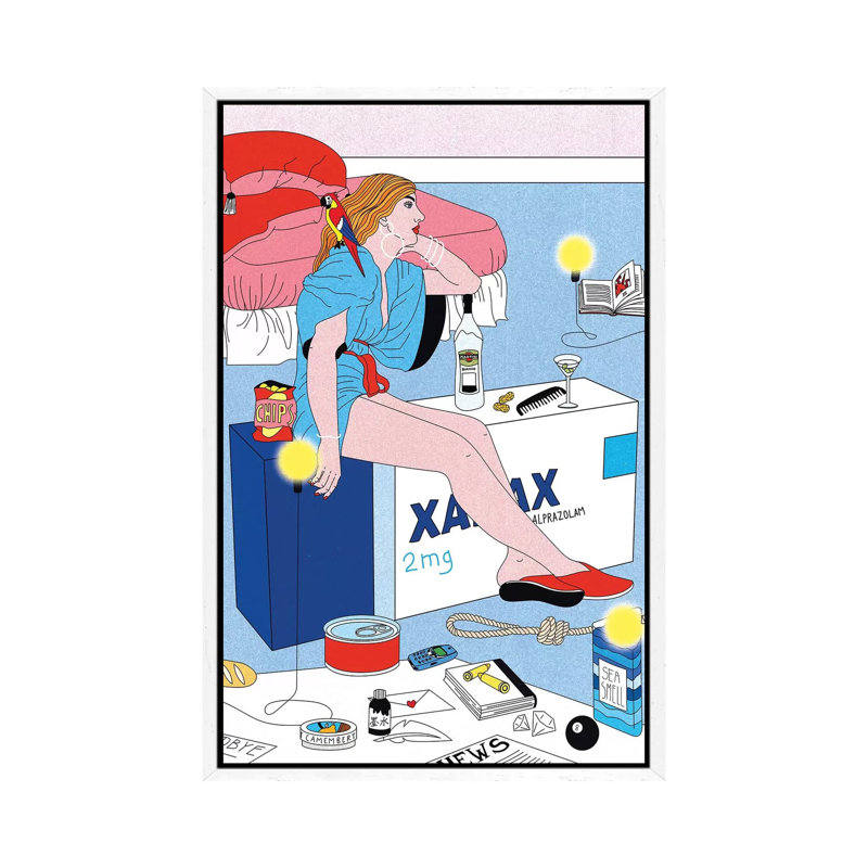 Xanax by Cosmo - Print on Canvas, 66.04cm H x 20.32cm W x 3.81cm D, White Framed Canvas