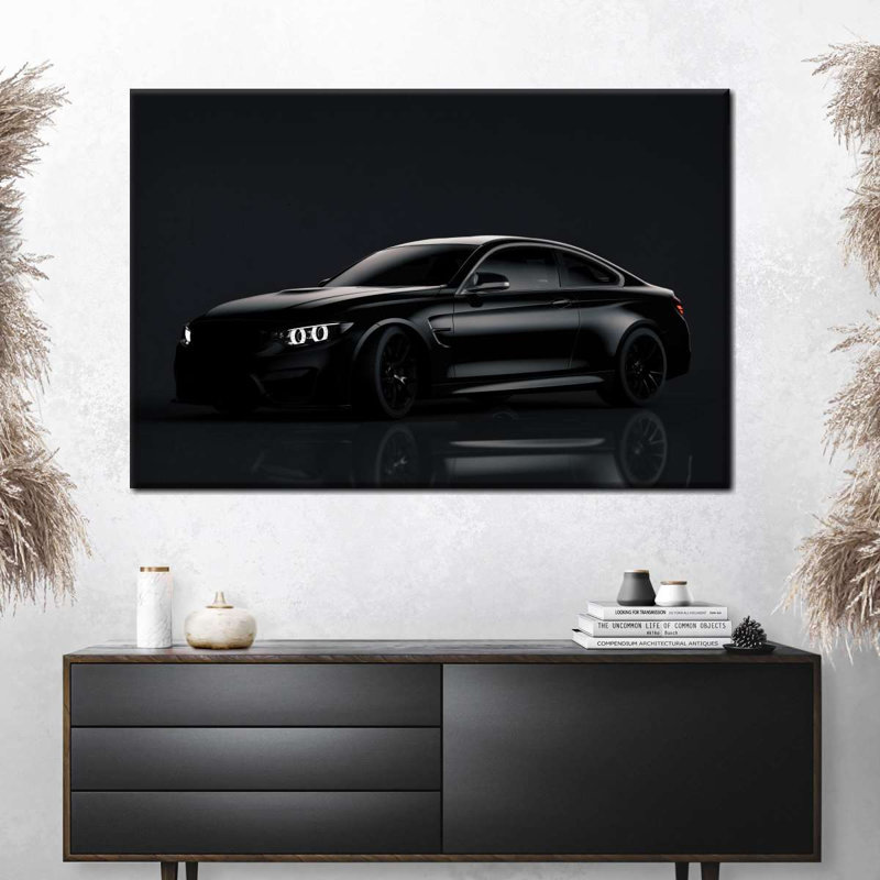 «Brand New Black Car» sur toile, H 8 po x l 12 po x P 1 po