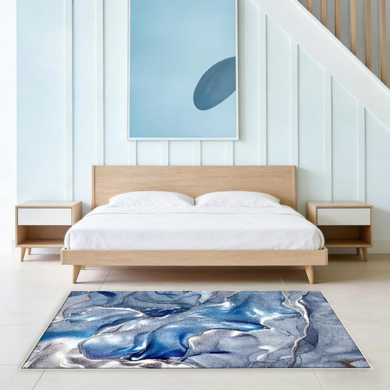 Abstract Blue Area Rug, Soft And Lightweight, Suitable For All Seasons, Easy To Maintain And Easy To Clean, Machine Washable Carpet Floor Mat, Suitable For Living Room, Bedroom, Dining Room, Balcony, Office, Room Decor, Home Decor, Outdoor Decor
