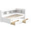 Lit simple blanc en forme de L avec bibliothèques avec prises de courant, station et deux tiroirs de rangement - Stable et fonctionnel pour lit de petite taille, blanc, chambre de charge