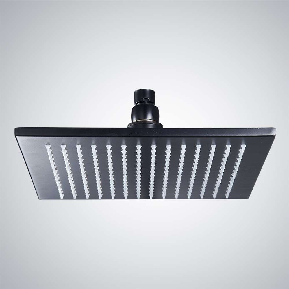 BathSelect Fontana 12 Matte Black Square LED Rain Shower Head Color ...