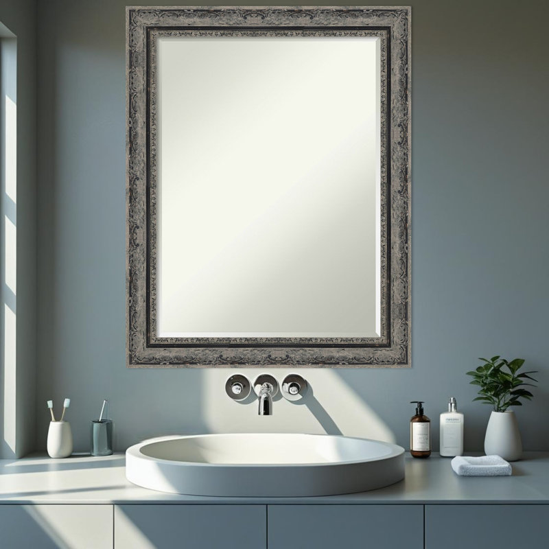 Miroir mural de salle de bain Filigree, Noir mat