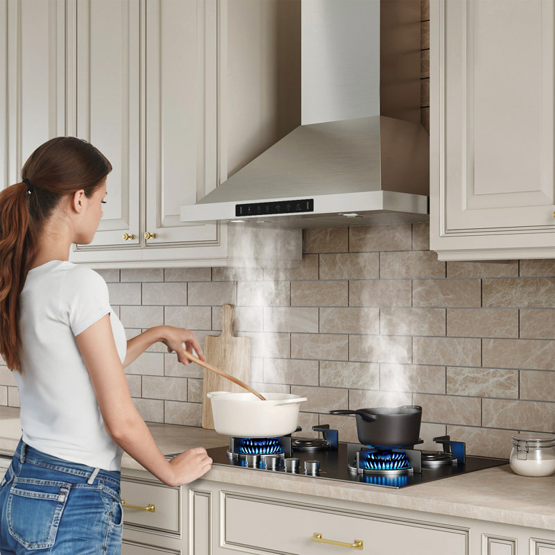 Hotte murale convertible 36 pouces 900 CFM avec lumières DEL et contrôle mains libres, Acier inoxydable