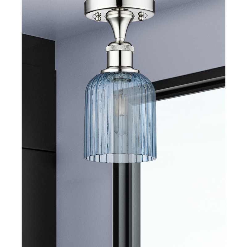 Edison - Adriena - 1 Light 5" Semi-Flush Mount, Polished Chrome, Blue
