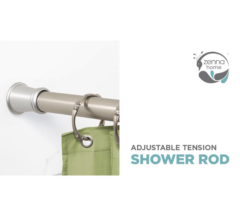 Brushed Nickel Adjustable Tension Shower Curtain Rod, 26" to 76"