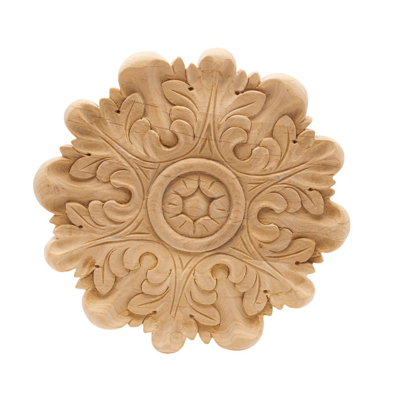Acanthus 6" Round Unfinished Alder Wood Rosette