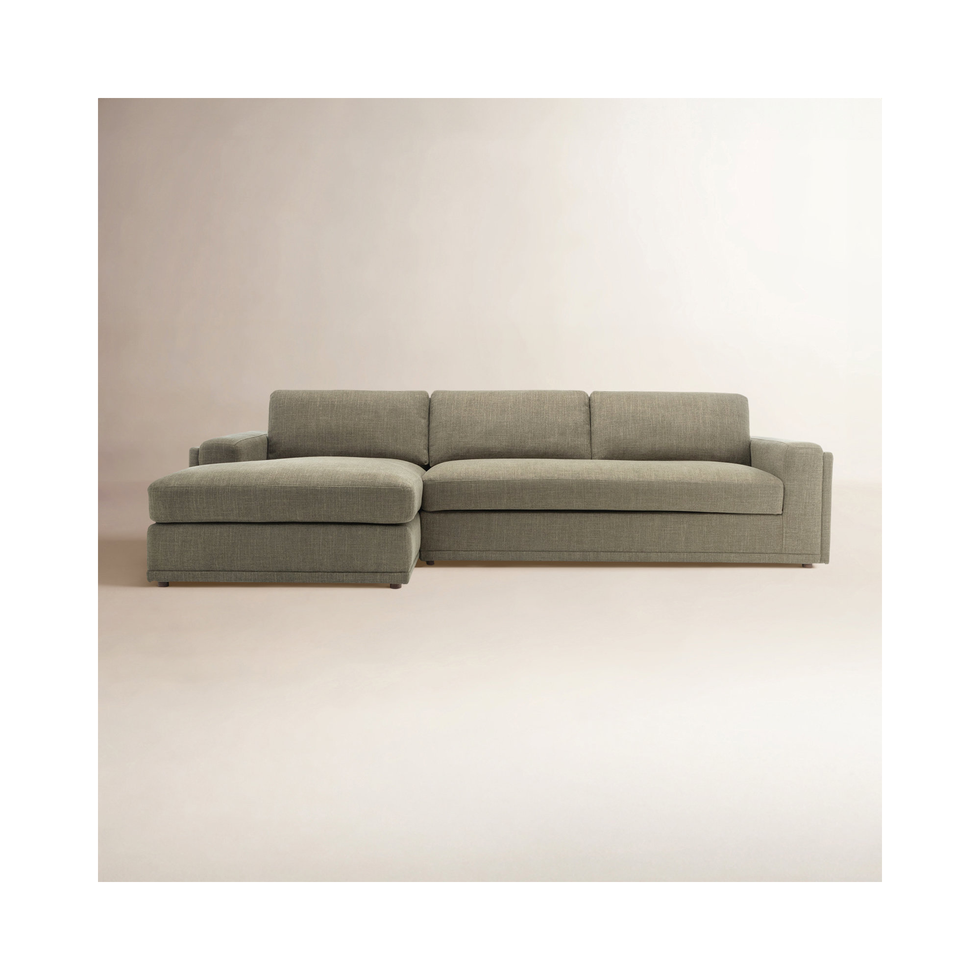 Essex 2-Piece 118" Upholstered Sectional, Green Cotton Blend, Left Hand Facing