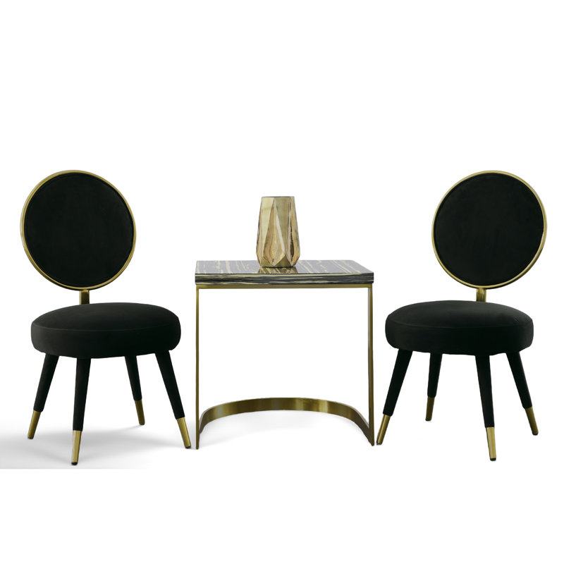Chaise d'appoint rembourrée Marmande, Velours noir