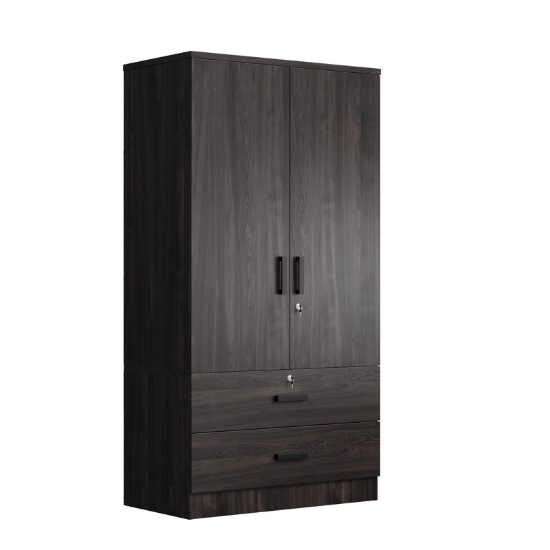 Garde-robe 2 portes, 2 tiroirs Kohdyn, P 20 po, Tabac