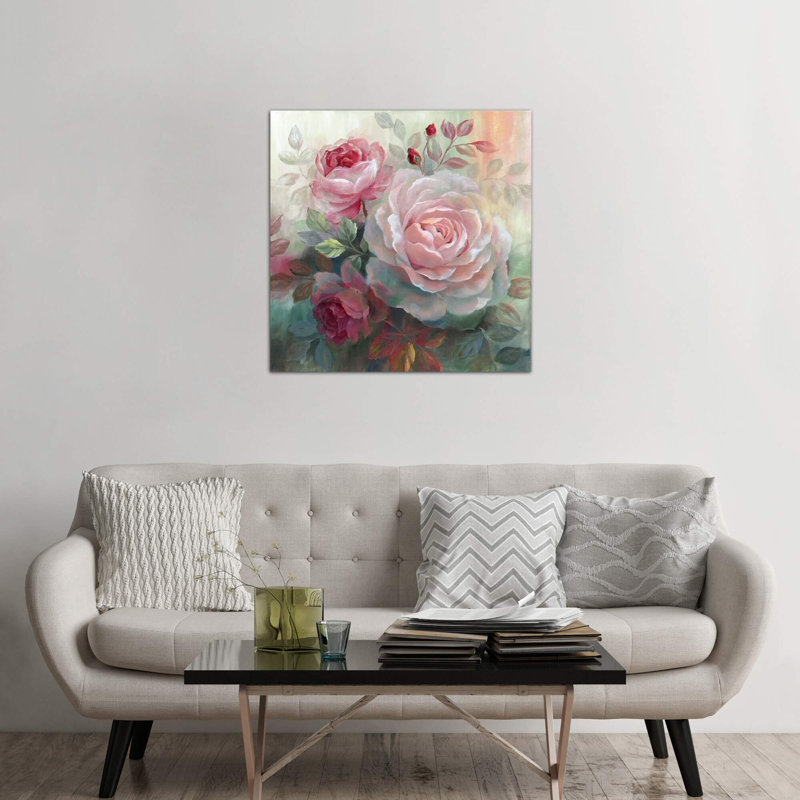 Roses II by Nan - Wrapped Canvas Painting, 93.98 cm H x 93.98 cm W x 1.91 cm D