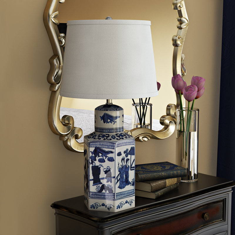 Ensemble de lampes de table bleues / blanches 27 po Maryville