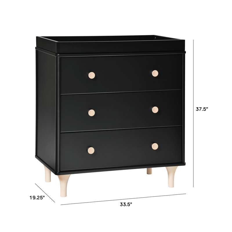 Lolly 3 Drawer Changing Table, Black/Washed Natural