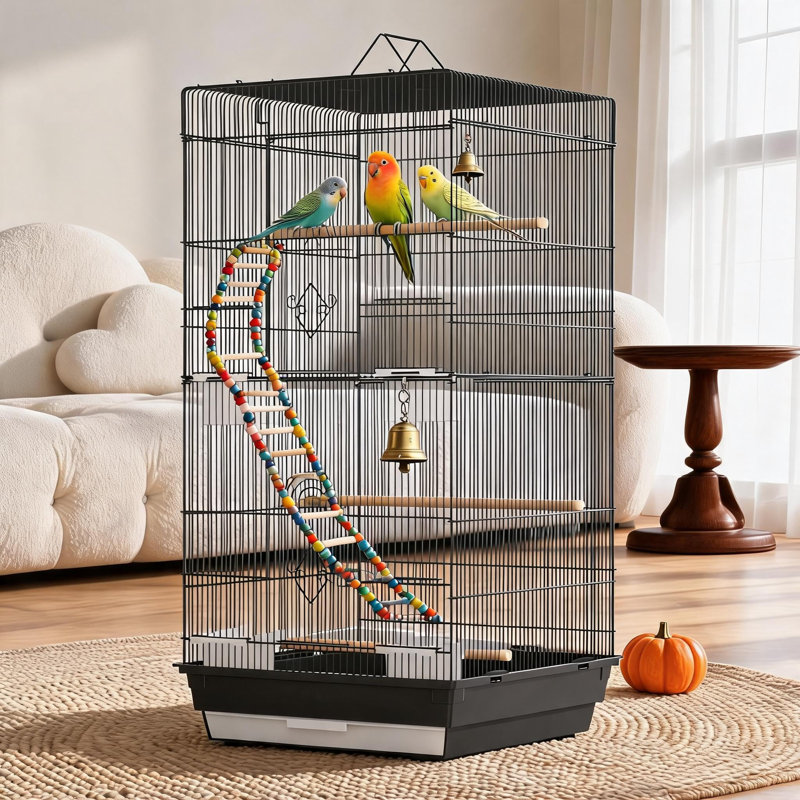 Cage à oiseau avec perroquet 37 pouces, Noir
