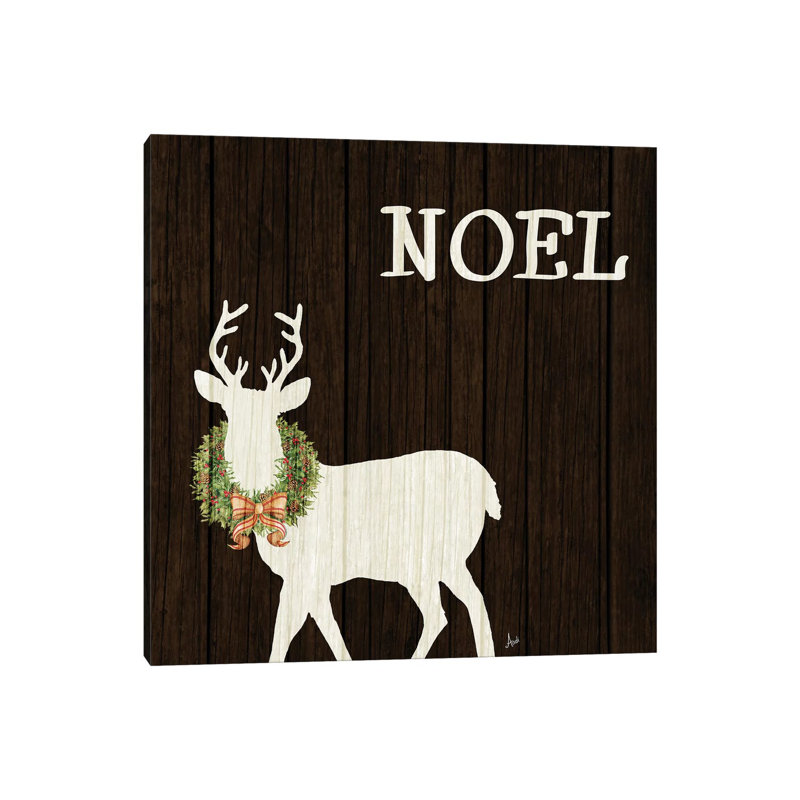 Cerf en bois avec couronne I par Andi Metz-impression, Pas de tapis, Toile tendue, H 12 po x l 12 po x P 0,75 po