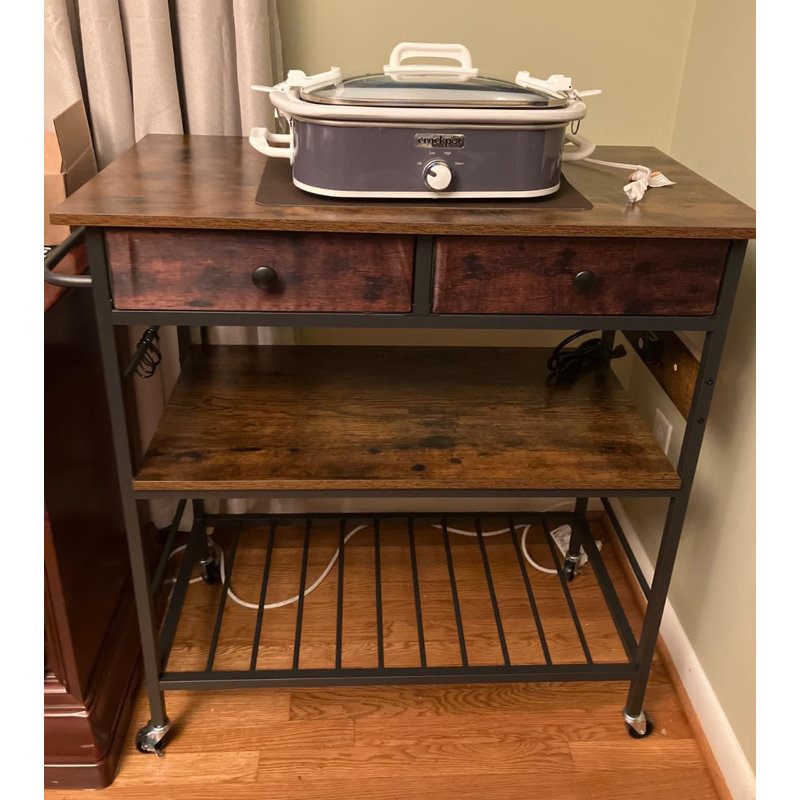 Rolling Kitchen Island with Power Outlet – Mobile Cart with Wine Rack, Drawers & USB Ports