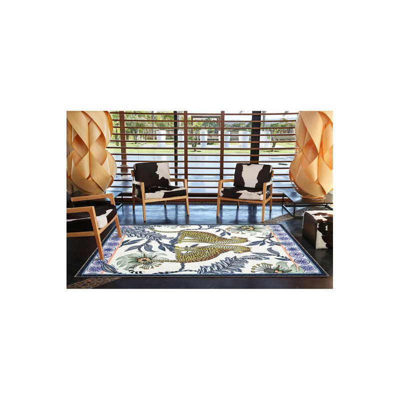 Tapis bleu tissé lavable à la machine, Sous-tapis carré 3 pi 3 po inclus
