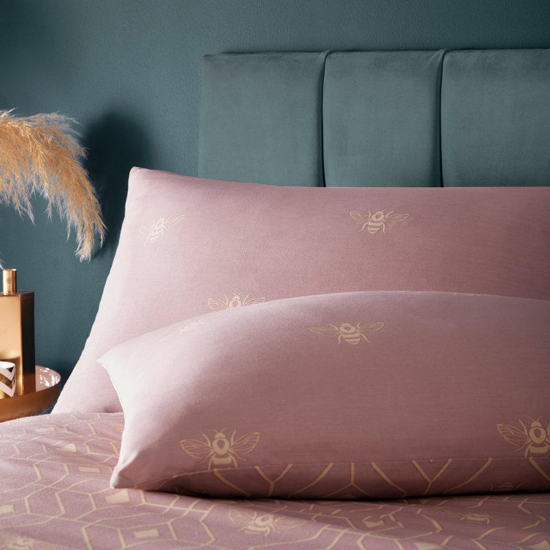 Bee Deco Cotton Blend Geometric Shapes Duvet Cover Set with Pillowcases, Blush