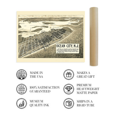 1903, carte d'Ocean City NJ sur papier