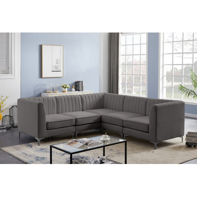 Canapé modulaire en velours réversible de 93 po de largeur Enson