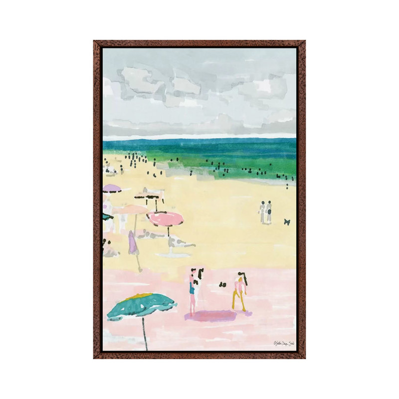 Beach Days II 1 Piece Painting on Canvas, 101.6cm H x 66.04cm W x 3.81cm D, Classic Brown Wood Floater Framed