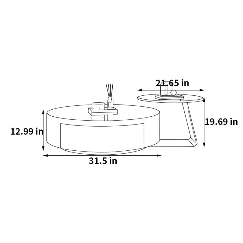 Ensemble de tables basses modernes et minimalistes, H 12,99 po x L 31,50 po x l 31,50 po