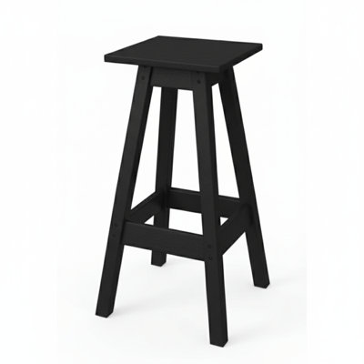  Tabouret de bar carré en poly composite, noir