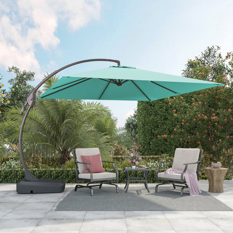 Desiree 9'10" Square Cantilever Sunbrella Umbrella, Canvas Aruba