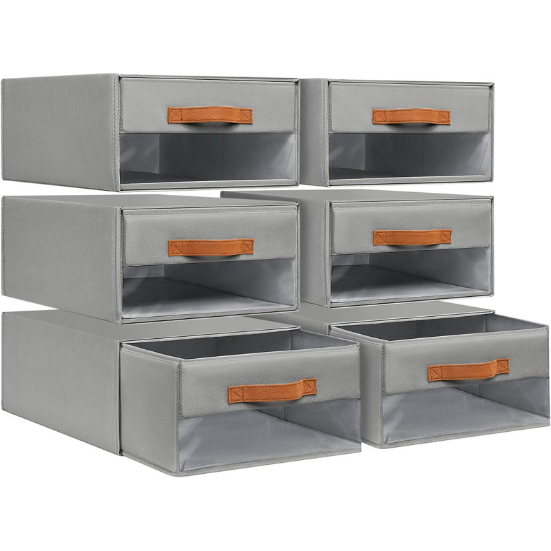 Foldable Storage Bins With Drawers - Pull-Out Stackable Closet Organizers With Clear Window, Fabric Clothes Storage Drawers For Bedroom And Closet Organization