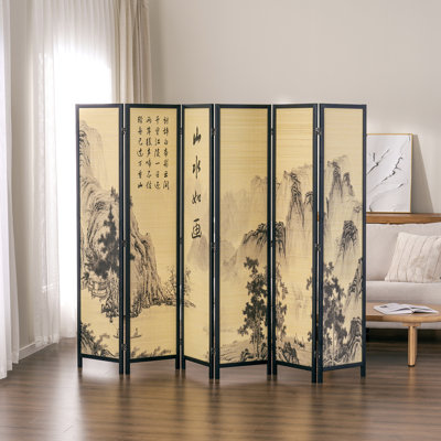 240Cm W x 175.3Cm H 6 - Panel Solid Wood Room Divider