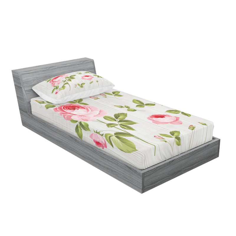 Microfiber Floral Sheet Set, Twin XL Sheet Set with Fitted Sheet