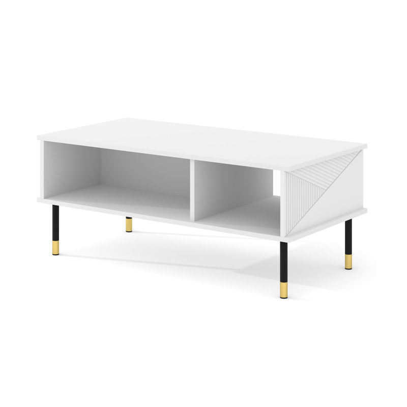 Woody Coffee Table With Storage Space, White