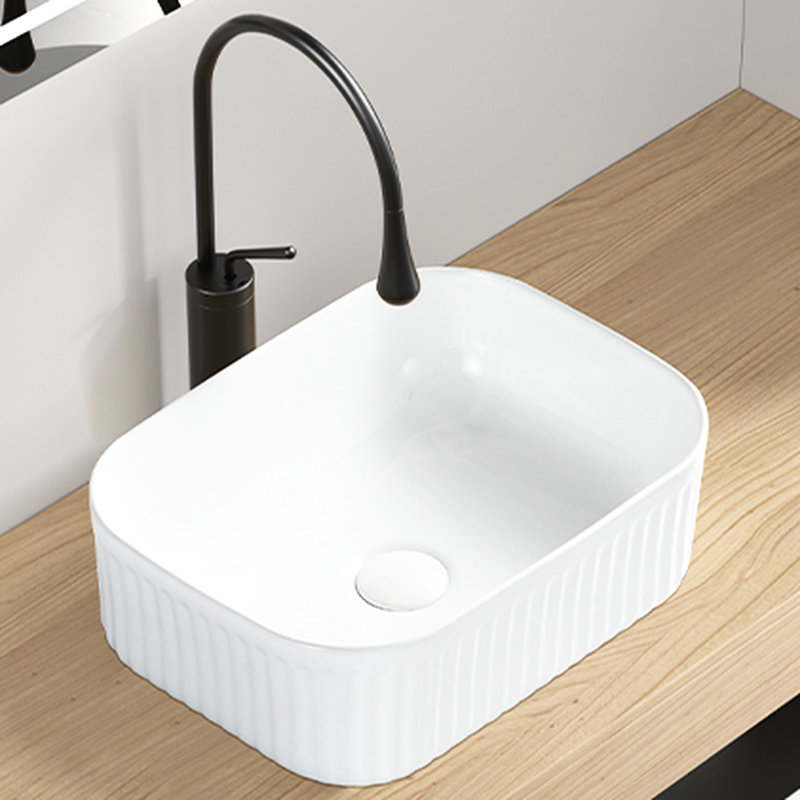 American Style Milk White Rectangle Bathroom Vanity Sink Above Counter, Made Of Ceramic, Non - Porous Surface For Stubborn Stains Removal, Small Scratches , 15.37 In Depth, 11.56 Width, 5.44 Height