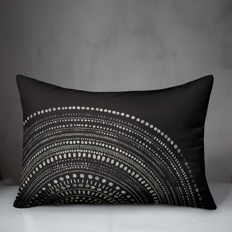 Outdoor Reversible Throw Pillow, Geometric 2, Black